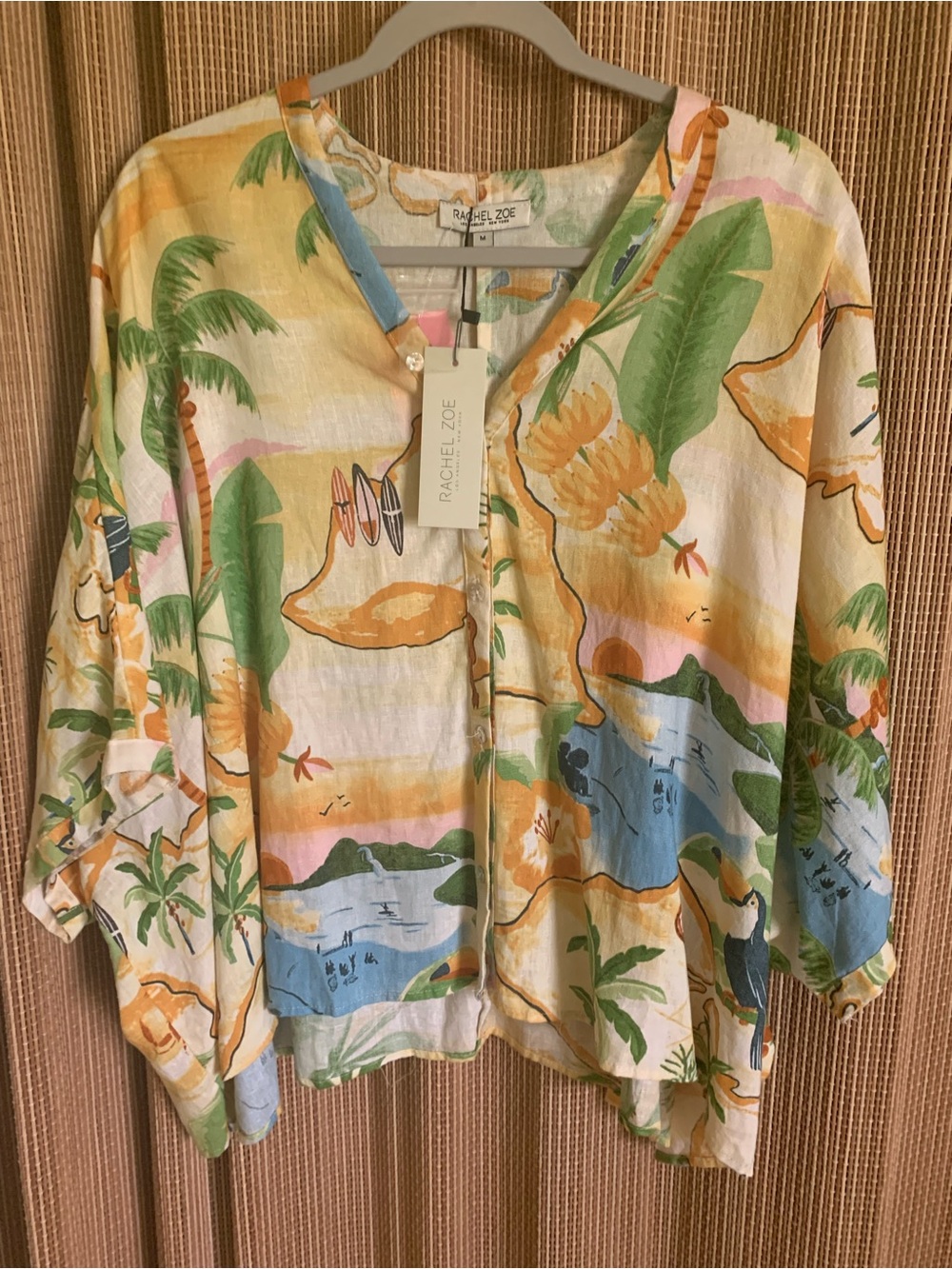 Rachel Zoe Tropical Tunic in Mustard Green Blue Pink